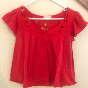 Red Anthropologie top